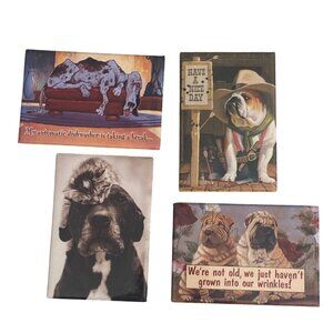 Leanin’ Tree Funny Dog & Cat Refrigerator Magnets 4-Set Metal With Cute Sayings